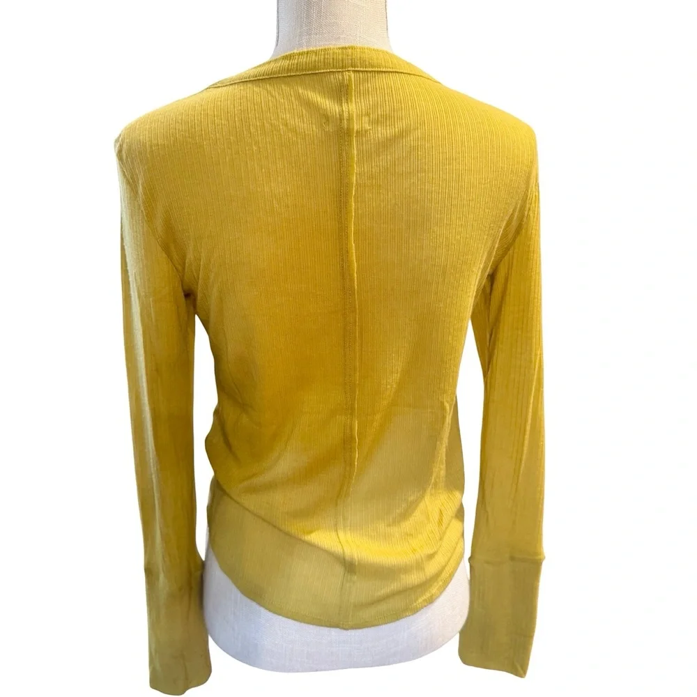 Anthropologie Pilcro Chartreuse Yellow Long Sleeve Henley Top - Picture 3 of 11